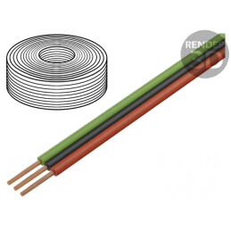 Cablu bandă litat PVC 3x0,14mm2 negru/roșu/verde