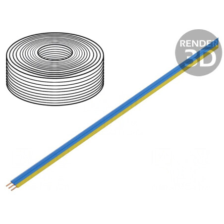 Cablu bandă litat 3x0,14mm2 PVC albastru/galben | Electronic-mag.ro | Componente Electronice