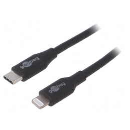 Cablu USB 2.0 Lightning la USB-C 1m Negru 87W | Electronic-mag.ro | Componente Electronice