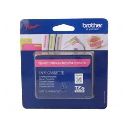 Bandă adezivă roz 12mm x 5m cu text alb laminat | Electronic-mag.ro | Componente Electronice