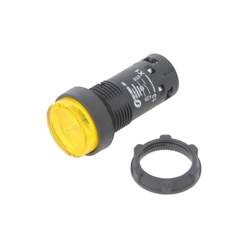 Comutator Apăsare 22mm 1NO Galben | Electronic-mag.ro | Componente Electronice