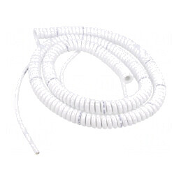 Cablu spiralat neecranat alb 0,8m-3,2m 2x0,15mm2 300V PUR