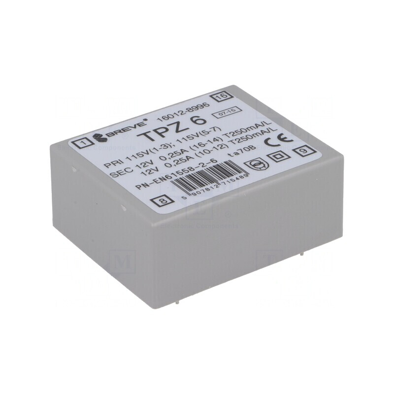 Transformator Alimentare 6VA 115/230V la 12V 250mA PCB | Electronic-mag.ro | Componente Electronice