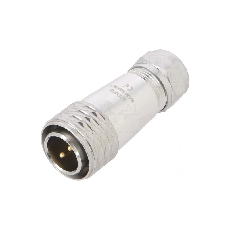 Mufă SA20 tată 2 pini IP67 25A 500V pentru cablu 8-12mm | Electronic-mag.ro | Componente Electronice