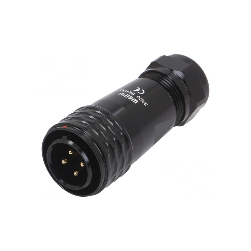 Mufă SA20 tată 4 PIN IP67 25A 500V cablu 8-12mm | Electronic-mag.ro | Componente Electronice