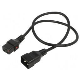 Cablu IEC C19 mamă la C20 tată 1m cu blocare negru | Electronic-mag.ro | Componente Electronice