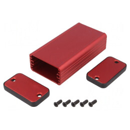 Carcasă Aluminiu Roșu 45x25x80mm | Electronic-mag.ro | Componente Electronice