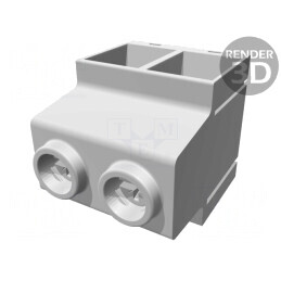 Regletă de conexiuni pt.PCB; în unghi 90°; 15mm; piste: 2; 135A