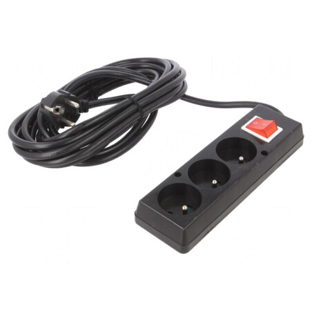 Prelungitor electric 3 prize negru 5m 16A | Electronic-mag.ro | Componente Electronice