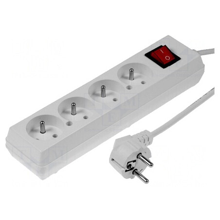 Prelungitor alb 4 prize 5m 16A | Electronic-mag.ro | Componente Electronice
