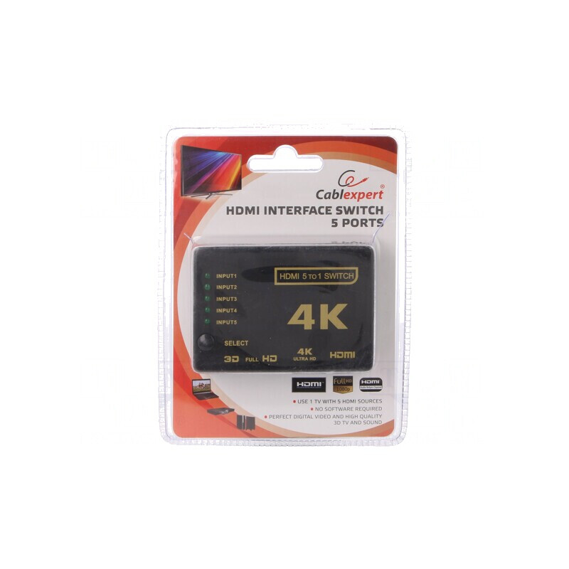 Switch HDMI 1.4 Negru 5 Porturi | Electronic-mag.ro | Componente Electronice