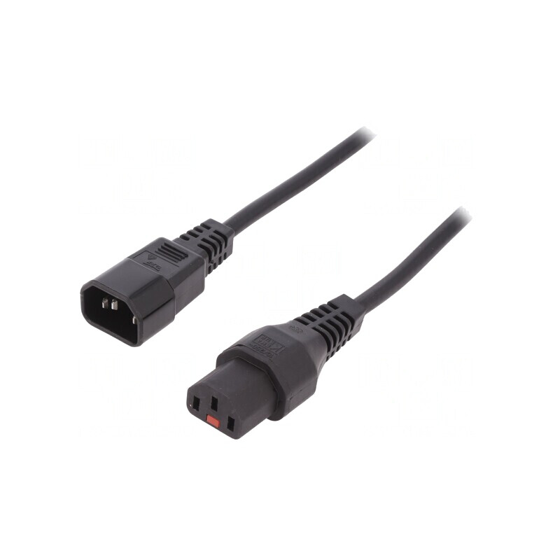 Cablu IEC C13 Mamă la C14 Tată 3m cu Blocare | Electronic-mag.ro | Componente Electronice