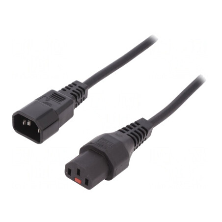 Cablu IEC C13 Mamă la C14 Tată 3m cu Blocare | Electronic-mag.ro | Componente Electronice
