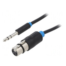 Cablu | Jack 6,3mm mufă,XLR tip feminin 3pin | 15m | negru | PVC | BBEBN