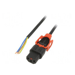 Cablu de Alimentare IEC C13 Mamă cu Blocare 3m Negru 10A | Electronic-mag.ro | Componente Electronice