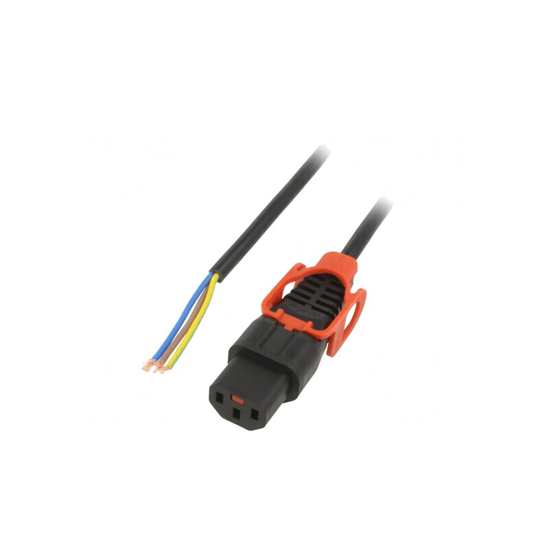 Cablu de Alimentare IEC C13 Mamă cu Blocare 3m Negru 10A | Electronic-mag.ro | Componente Electronice