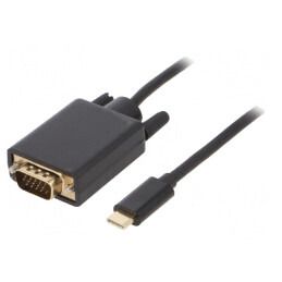 Adaptor D-Sub 15pin la USB-C 1,8m Negru Aurit | Electronic-mag.ro | Componente Electronice