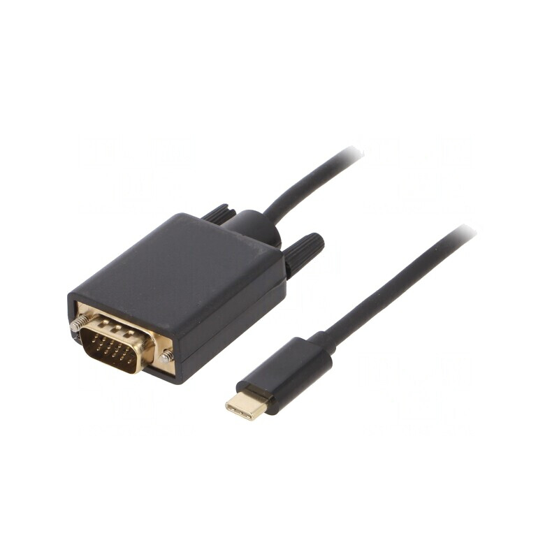 Adaptor D-Sub 15pin la USB-C 1,8m Negru Aurit | Electronic-mag.ro | Componente Electronice