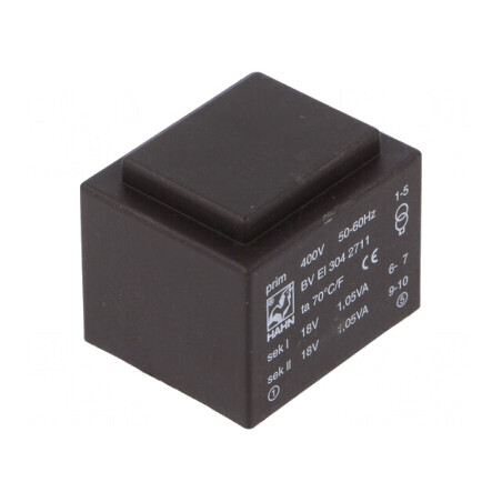 Transformator încapsulat 2,1VA 18V 58mA PCB | Electronic-mag.ro | Componente Electronice