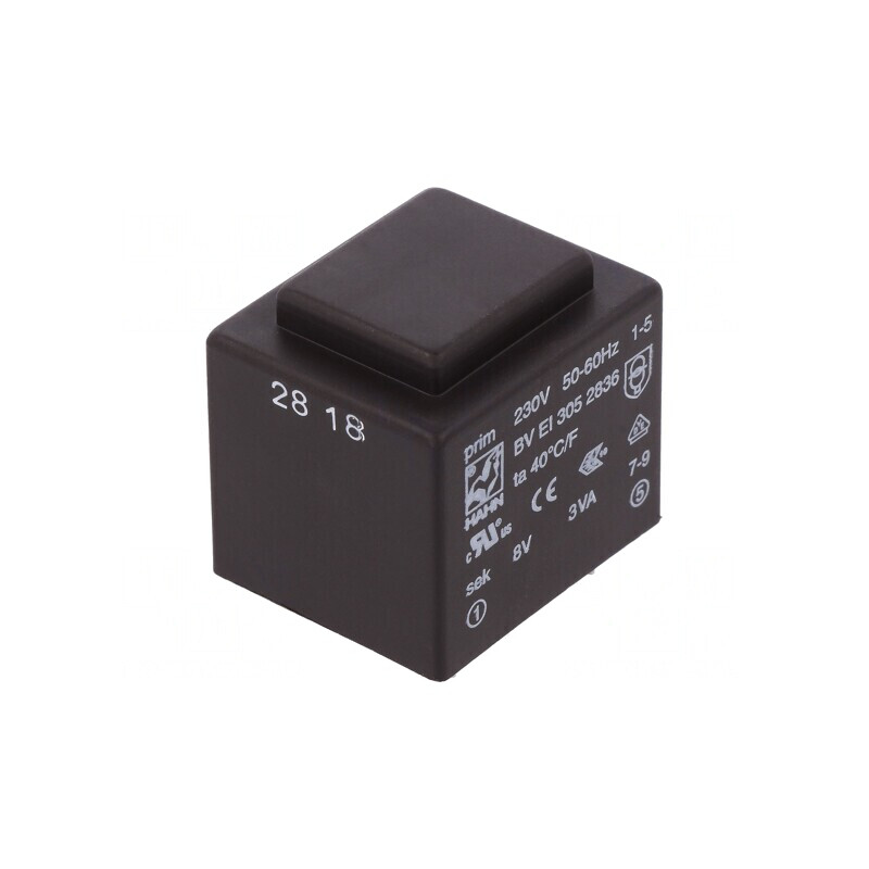 Transformator Încapsulat 3VA 230VAC 8V 375mA PCB | Electronic-mag.ro | Componente Electronice