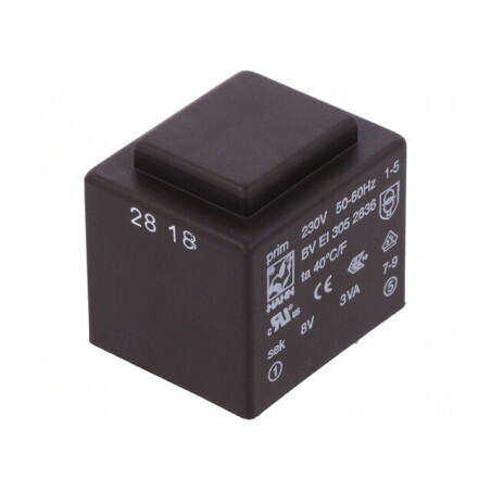 Transformator Încapsulat 3VA 230VAC 8V 375mA PCB | Electronic-mag.ro | Componente Electronice