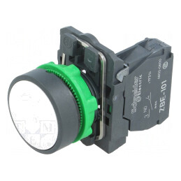 Comutator cu apăsare 22mm 1 NO Alb | Electronic-mag.ro | Componente Electronice