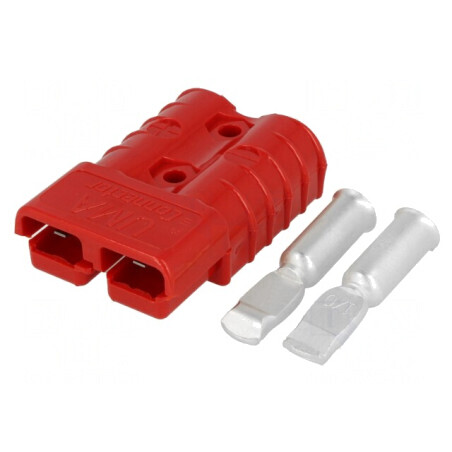 Mufă cablu-cablu hermafrodit 2 pini crimpat roșie | Electronic-mag.ro | Componente Electronice