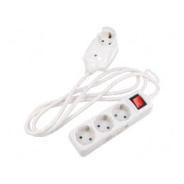 Prelungitor 3 Prize Alb 230V 16A | Electronic-mag.ro | Componente Electronice