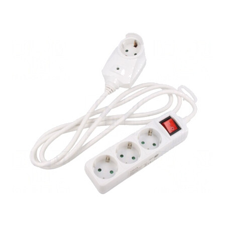 Prelungitor 3 Prize Alb 230V 16A | Electronic-mag.ro | Componente Electronice