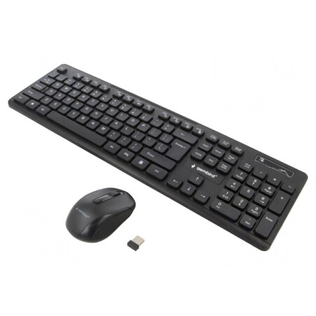 Kit de Birou Negru USB A Fără Fir Slim US Layout 10m | Electronic-mag.ro | Componente Electronice
