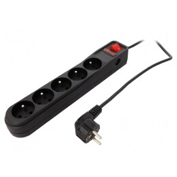 Prelungitor cu Protecție la Supratensiune, 5 Prize, 10A | Electronic-mag.ro | Componente Electronice