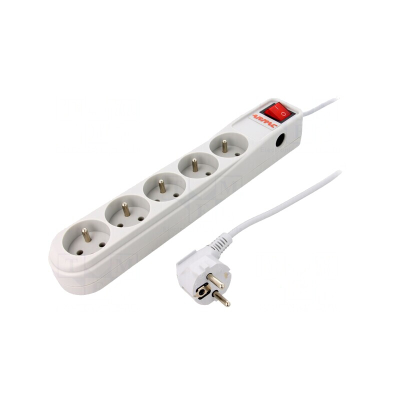 Prelungitor cu protecție la supratensiune, 5 prize, 10A | Electronic-mag.ro | Componente Electronice Prelungitor cu protecție la supratensiune, 5 prize, 10A | Electronic-mag.ro | Componente Electronice