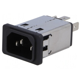 Conector de alimentare AC soclu tată 10A 250VAC IEC 60320 | Electronic-mag.ro | Componente Electronice