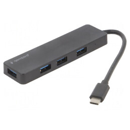 Hub USB 4 Porturi, USB-C la USB-A, Negru, 0.15m