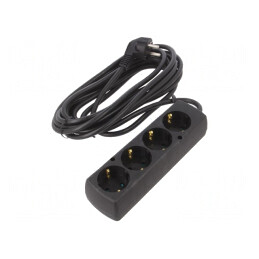 Prelungitor Schuko 4 Prize Negru 3x1,5mm2 | Electronic-mag.ro | Componente Electronice