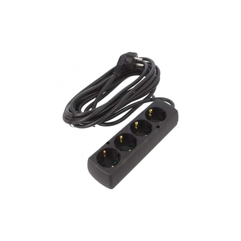 Prelungitor Schuko 4 Prize Negru 3x1,5mm2 | Electronic-mag.ro | Componente Electronice