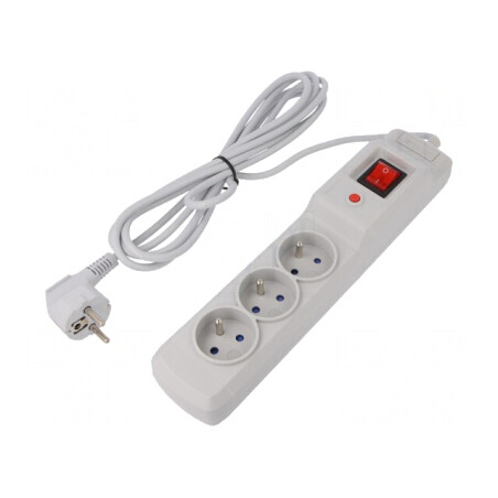 Prelungitor cu Protecție la Supratensiune 3 Prize 10A | Electronic-mag.ro | Componente Electronice