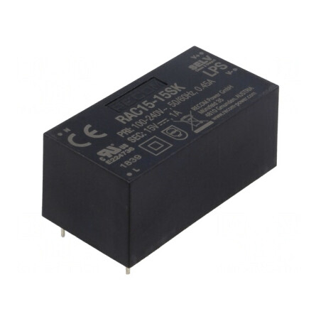 Convertor AC/DC 15W 15VDC RAC15-15SK | Electronic-mag.ro | Componente Electronice