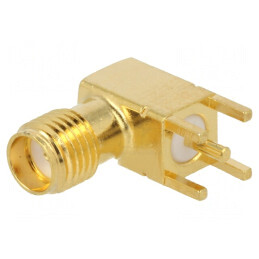 Soclu SMA mamă 90° 50Ω pentru PCB aurit | Electronic-mag.ro | Componente Electronice