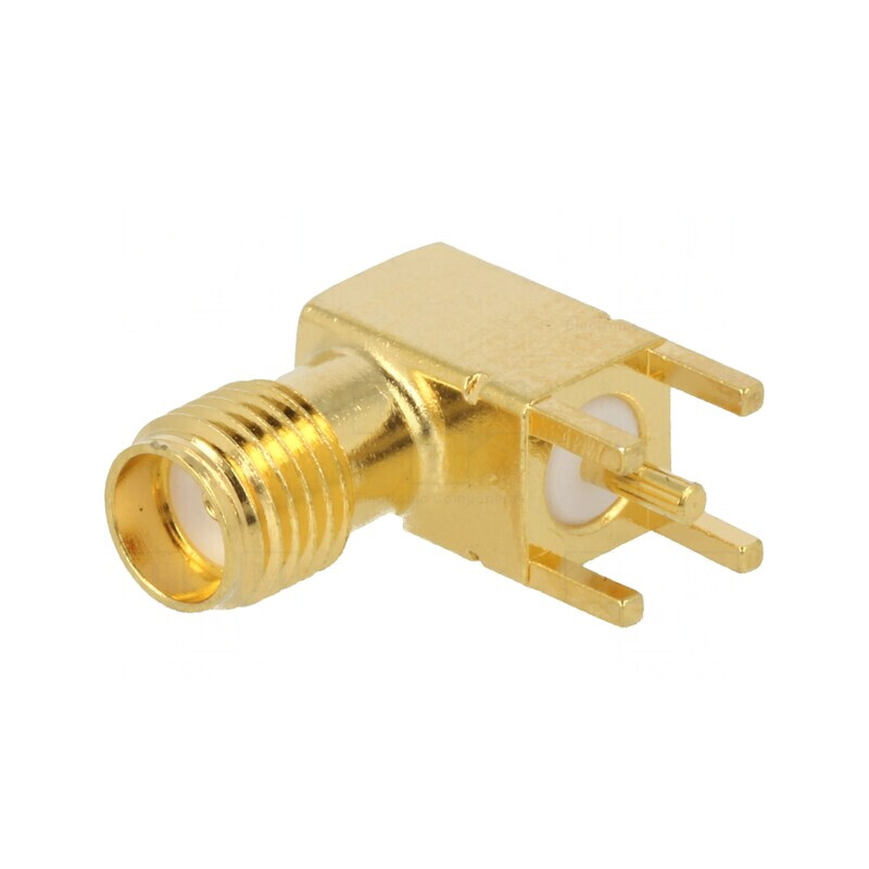 Soclu SMA mamă 90° 50Ω pentru PCB aurit | Electronic-mag.ro | Componente Electronice