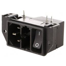 Conector alimentare AC soclu tată 10A IEC 60320 C14 THT | Electronic-mag.ro | Componente Electronice