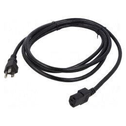 Cablu de Alimentare 3x16AWG IEC C15 la NEMA 5-15 2.3m Negru