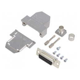 Conector D-Sub 15 PIN Mufă Mamă pentru Lipire Pe Cablu Neagră | Electronic-mag.ro | Componente Electronice