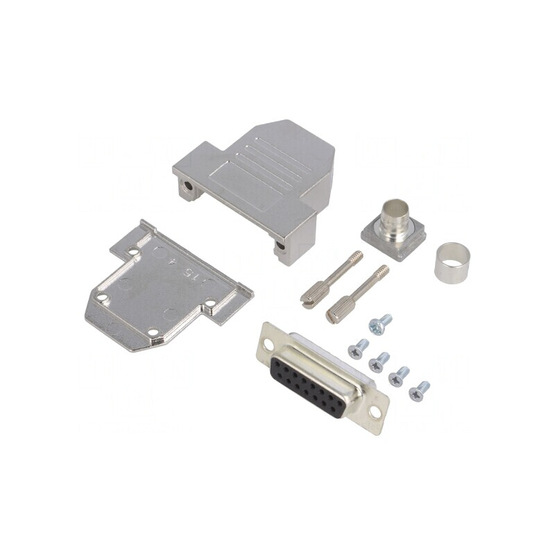 Conector D-Sub 15 PIN Mufă Mamă pentru Lipire Pe Cablu Neagră | Electronic-mag.ro | Componente Electronice
