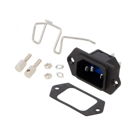 Soclu Tată Conector Alimentare AC 10A 250VAC IEC 60320 IP54 | Electronic-mag.ro | Componente Electronice