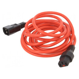 Cablu de Alimentare cu Blocare IEC LOCK 3m Roșu C13-C14 | Electronic-mag.ro | Componente Electronice