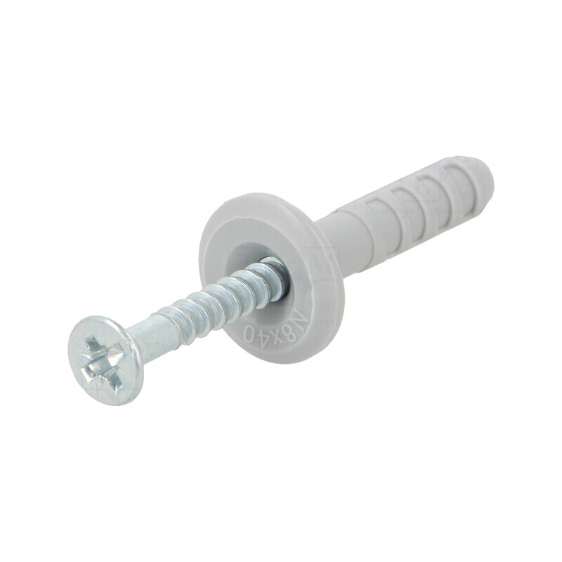 Plastic Anchor with Flange and Screw 8x40 Zinc-Plated Steel | Electronic-mag.ro | Componente Electronice