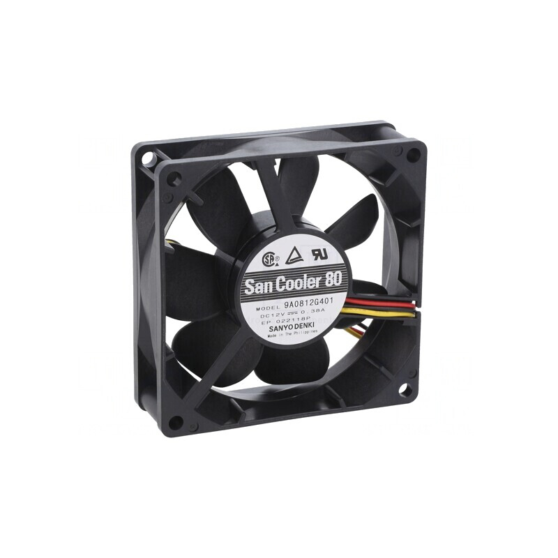 Ventilator axial DC 12V 80x80x25mm 90m3/h 40dBA cu bilă | Electronic-mag.ro | Componente Electronice
