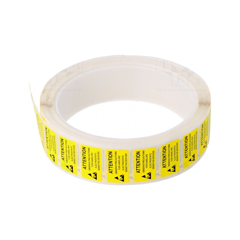 Etichetă autoadezivă ESD galben-negru 12x22mm 1000buc | Electronic-mag.ro | Componente Electronice