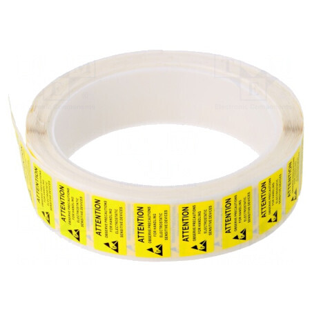 Etichetă autoadezivă ESD galben-negru 12x22mm 1000buc | Electronic-mag.ro | Componente Electronice